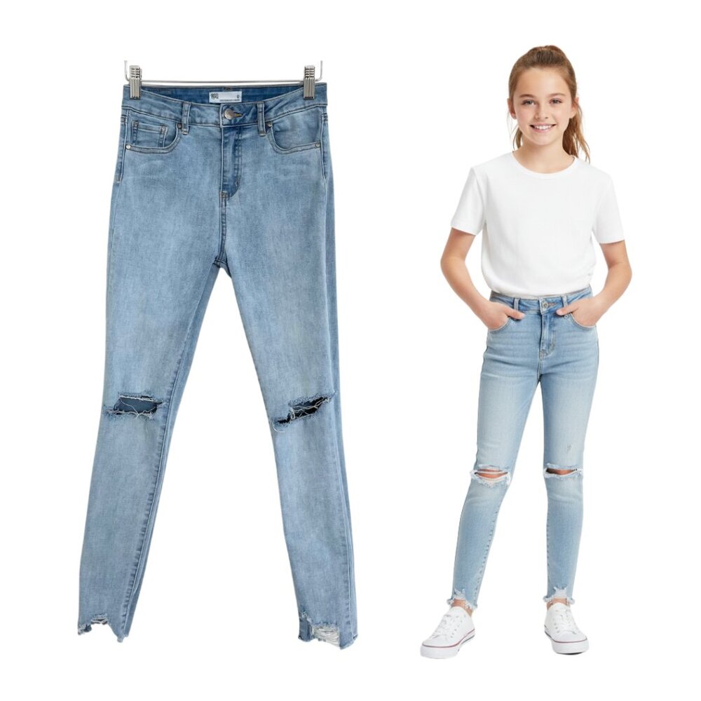 RSQ Jeans Girls 12 Tilly’s Blue Super High Rise Jeggings Denim Light Wash
